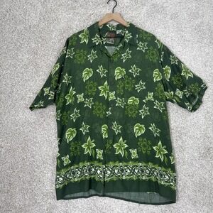 Pineapple Connection Hawaiian‎ Shirt Mens XL Green Button Up Tropical Vacay VTG